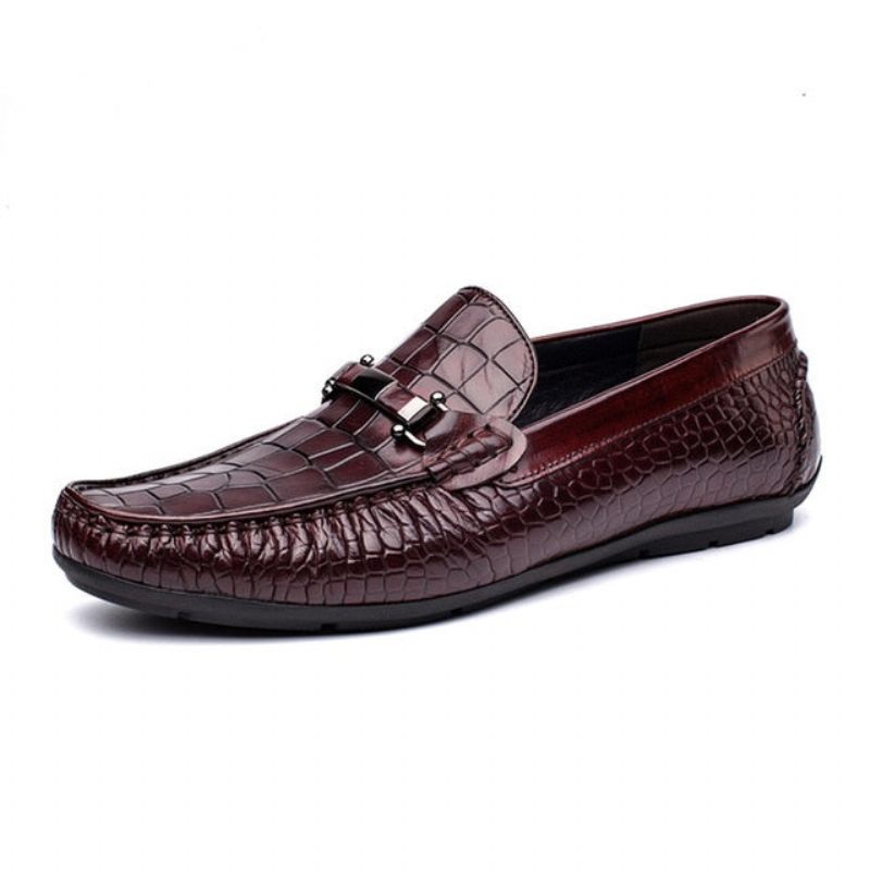 Herren-loafer Luxuriöse Oxford-loafer Aus Krokodilleder Mit Alligatormuster - Rot