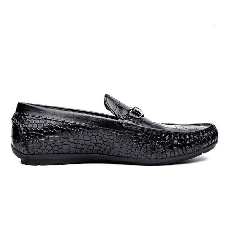 Herren-loafer Luxuriöse Oxford-loafer Aus Krokodilleder Mit Alligatormuster - Schwarz