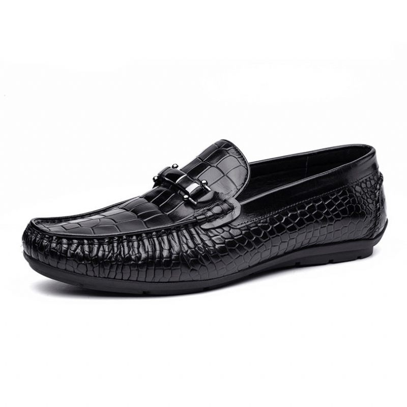 Herren-loafer Luxuriöse Oxford-loafer Aus Krokodilleder Mit Alligatormuster - Schwarz