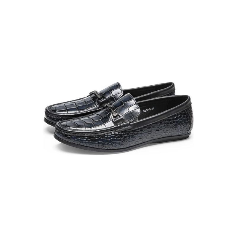 Herren-loafer Luxuriöse Penny-loafer Aus Leder Mit Alligator-print - Blau