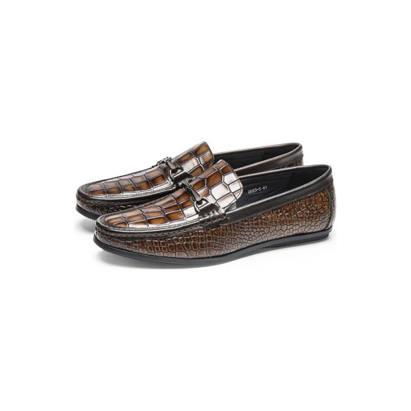 Herren-loafer Luxuriöse Penny-loafer Aus Leder Mit Alligator-print - Braun