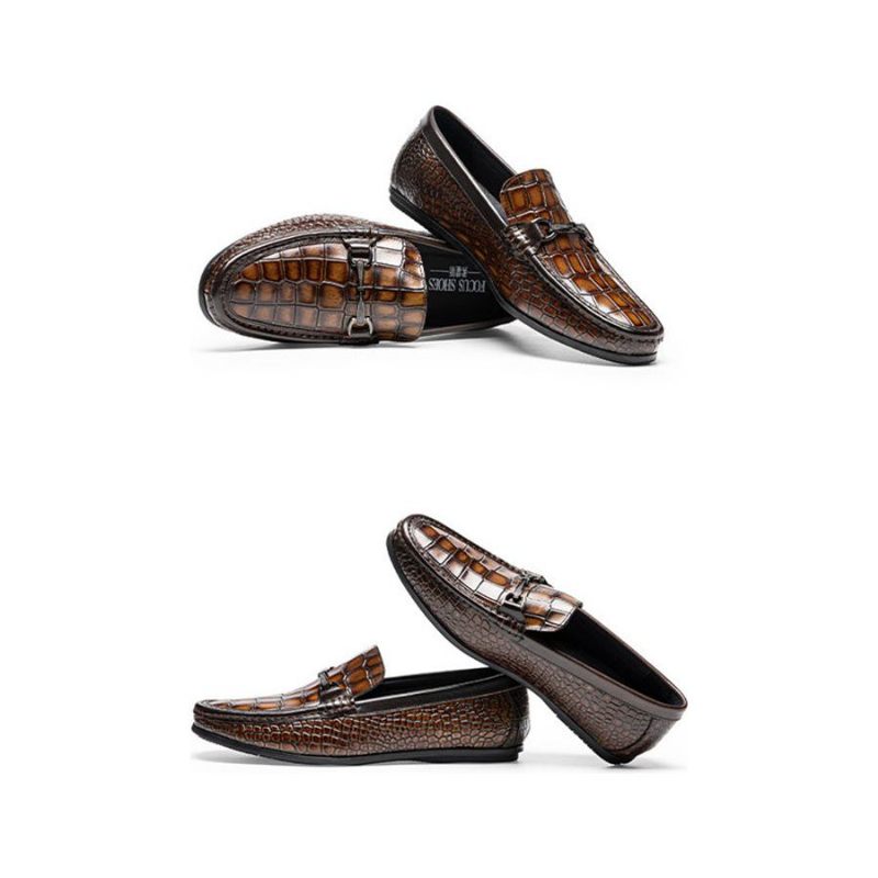 Herren-loafer Luxuriöse Penny-loafer Aus Leder Mit Alligator-print - Braun