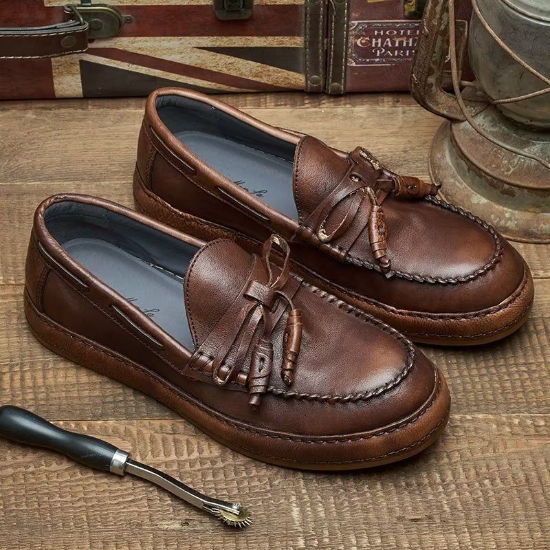 Herren-loafer Luxuriöse Quaste Rindsleder Elegante Slip-ons - Kaffee