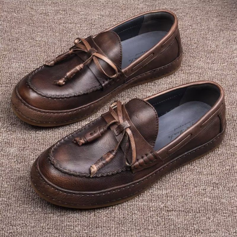 Herren-loafer Luxuriöse Quaste Rindsleder Elegante Slip-ons - Kaffee