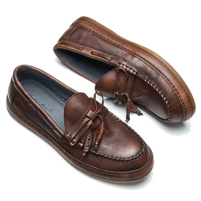 Herren-loafer Luxuriöse Quaste Rindsleder Elegante Slip-ons - Kaffee