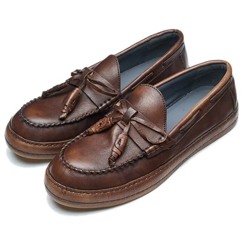 Herren-loafer Luxuriöse Quaste Rindsleder Elegante Slip-ons - Kaffee