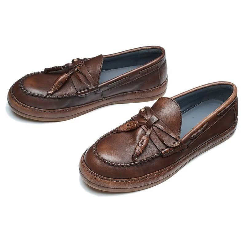 Herren-loafer Luxuriöse Quaste Rindsleder Elegante Slip-ons - Kaffee