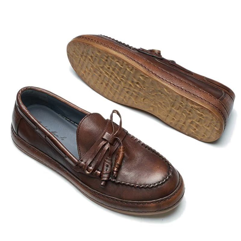 Herren-loafer Luxuriöse Quaste Rindsleder Elegante Slip-ons - Kaffee