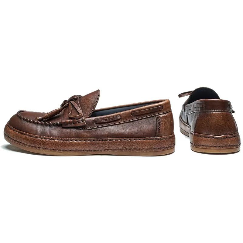 Herren-loafer Luxuriöse Quaste Rindsleder Elegante Slip-ons - Kaffee