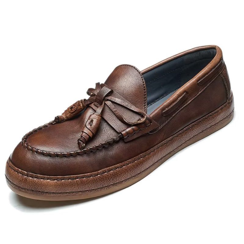 Herren-loafer Luxuriöse Quaste Rindsleder Elegante Slip-ons - Kaffee