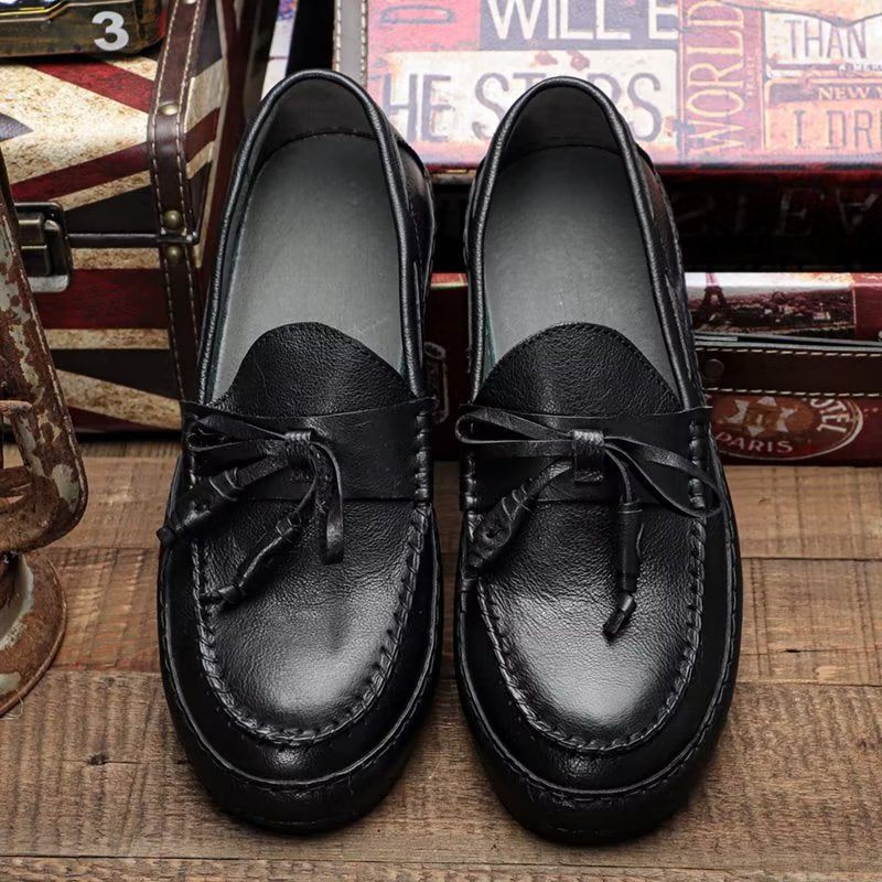 Herren-loafer Luxuriöse Quaste Rindsleder Elegante Slip-ons - Schwarz