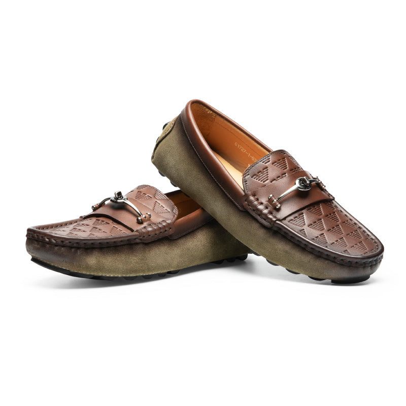 Herren-loafer Luxuriöse Rom-leder-slip-on-bankett-loafer - Grün