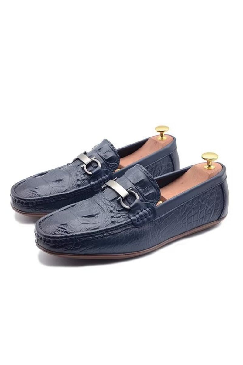 Herren-loafer Luxuriöse Slipper Mit Runder Zehenpartie - Blau