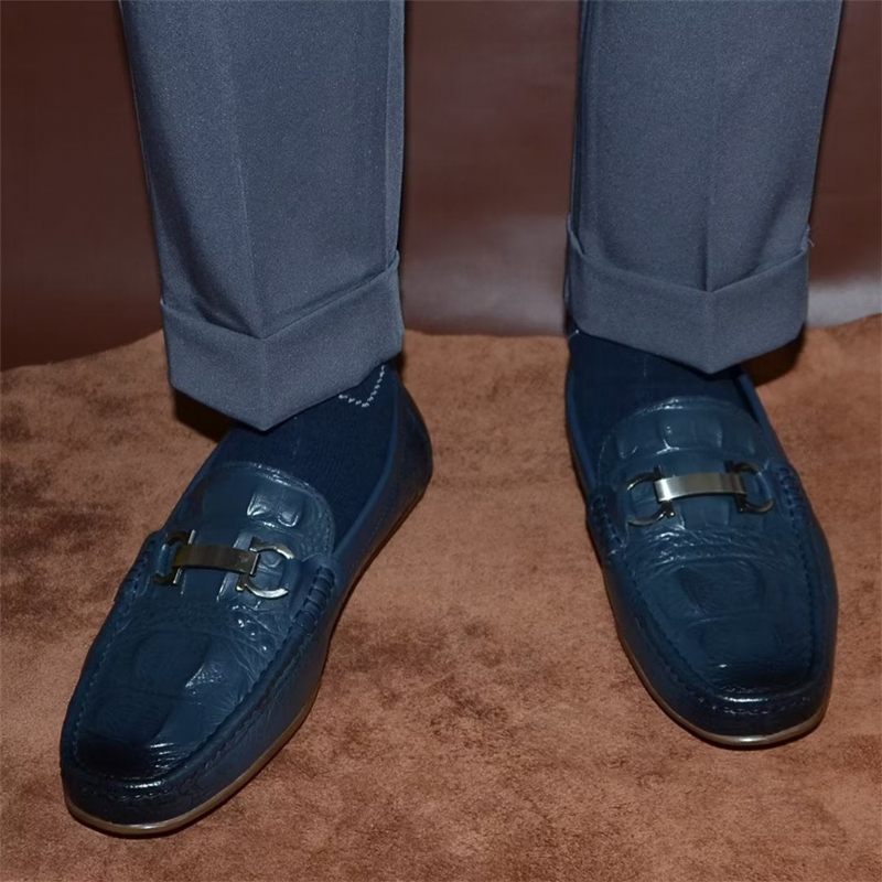 Herren-loafer Luxuriöse Slipper Mit Runder Zehenpartie - Blau