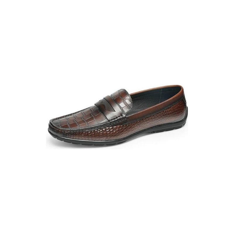 Herren-loafer Mit Kroko-effekt Slip-on-loafer-kleiderschuhe - Kaffee