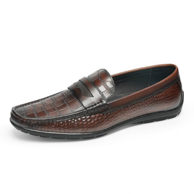 Herren-loafer Mit Kroko-effekt Slip-on-loafer-kleiderschuhe - Kaffee