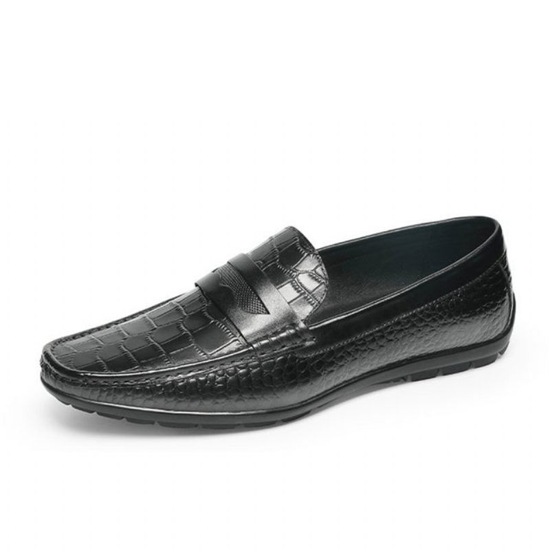 Herren-loafer Mit Kroko-effekt Slip-on-loafer-kleiderschuhe - Schwarz