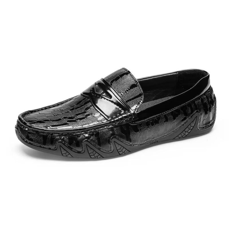 Herren-loafer Mit Krokodilmuster Elegante Slip-on-loafer - Schwarz