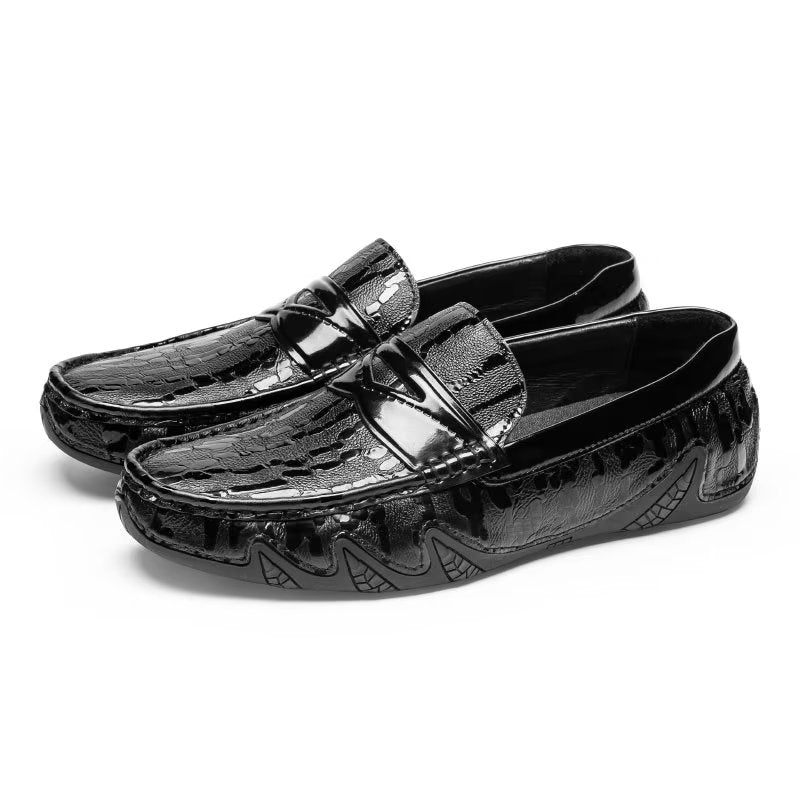 Herren-loafer Mit Krokodilmuster Elegante Slip-on-loafer - Schwarz