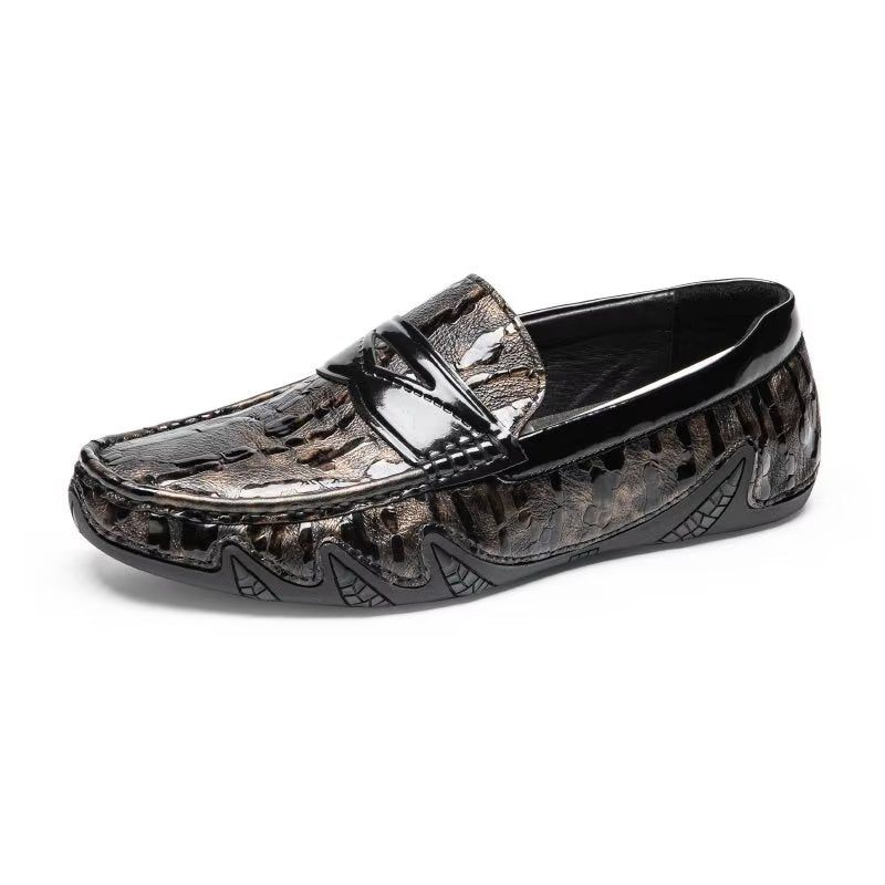 Herren-loafer Mit Krokodilmuster Elegante Slip-on-loafer - Kaffee