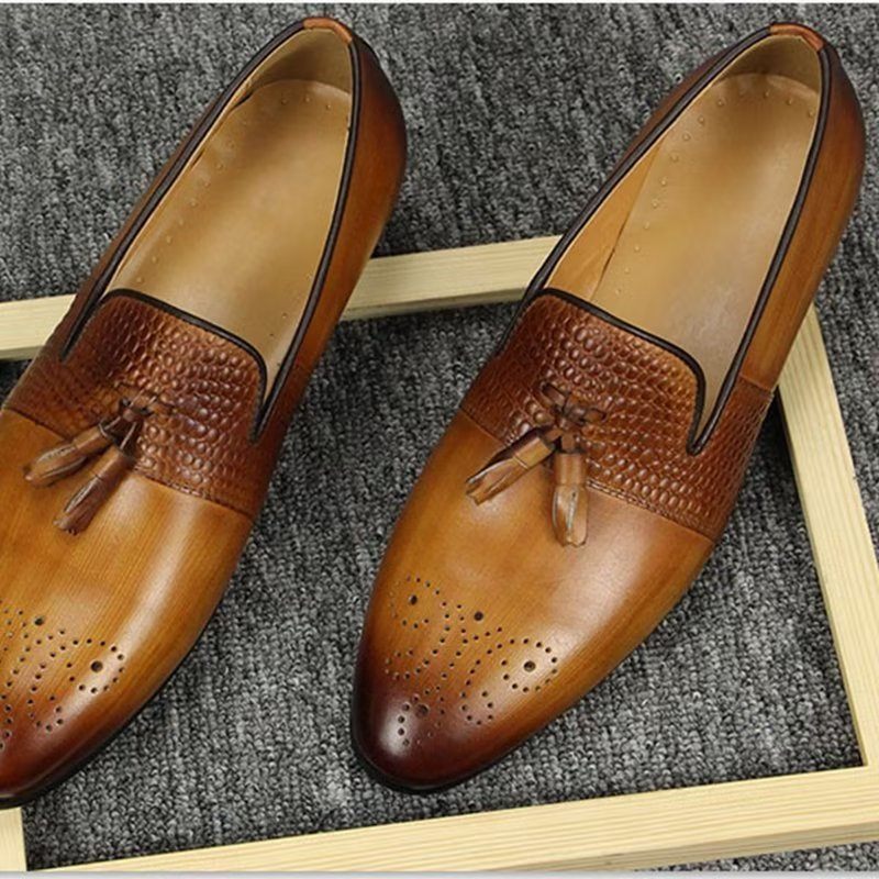 Herren-loafer Mit Krokodilmuster Luxuriöse Slip-on-loafer - Braun