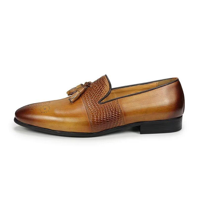 Herren-loafer Mit Krokodilmuster Luxuriöse Slip-on-loafer - Braun