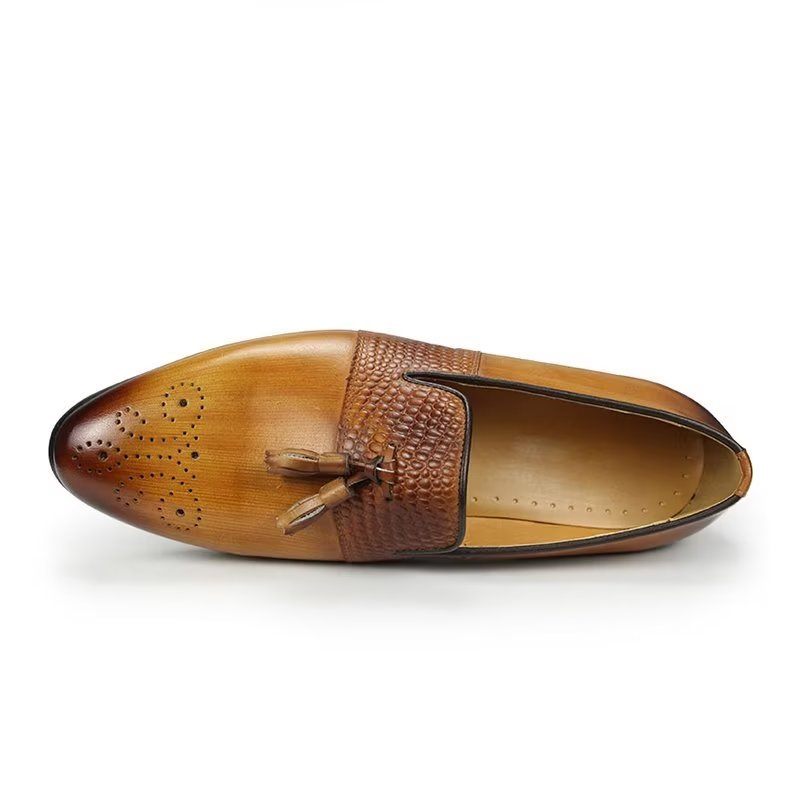 Herren-loafer Mit Krokodilmuster Luxuriöse Slip-on-loafer - Braun