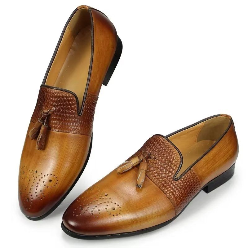 Herren-loafer Mit Krokodilmuster Luxuriöse Slip-on-loafer - Braun