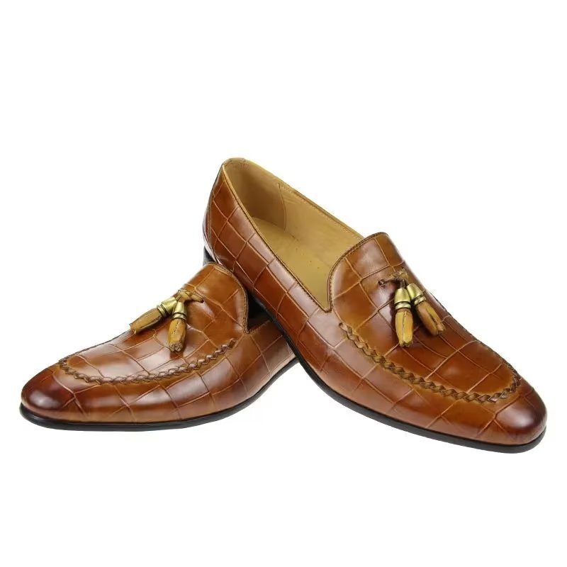 Herren-loafer Mit Krokodilmuster Modische Slip-on-loafer - Braun