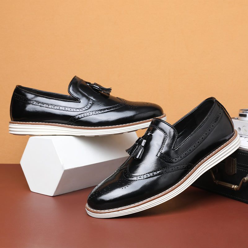 Herren-loafer Mit Quasten-dekor Hochzeitskleid-schuhe - Schwarz