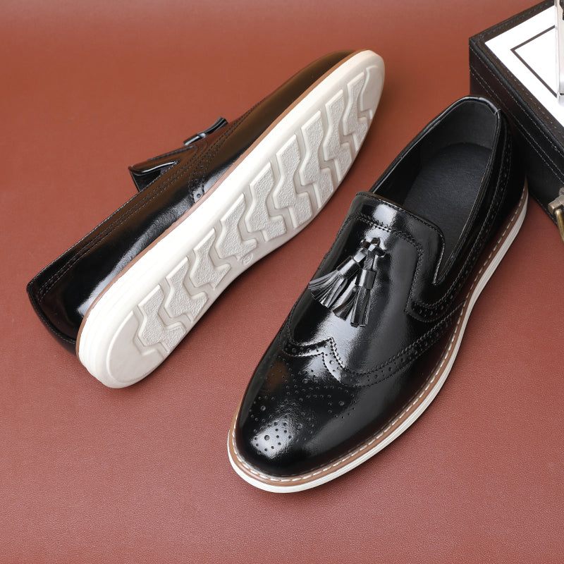 Herren-loafer Mit Quasten-dekor Hochzeitskleid-schuhe - Schwarz