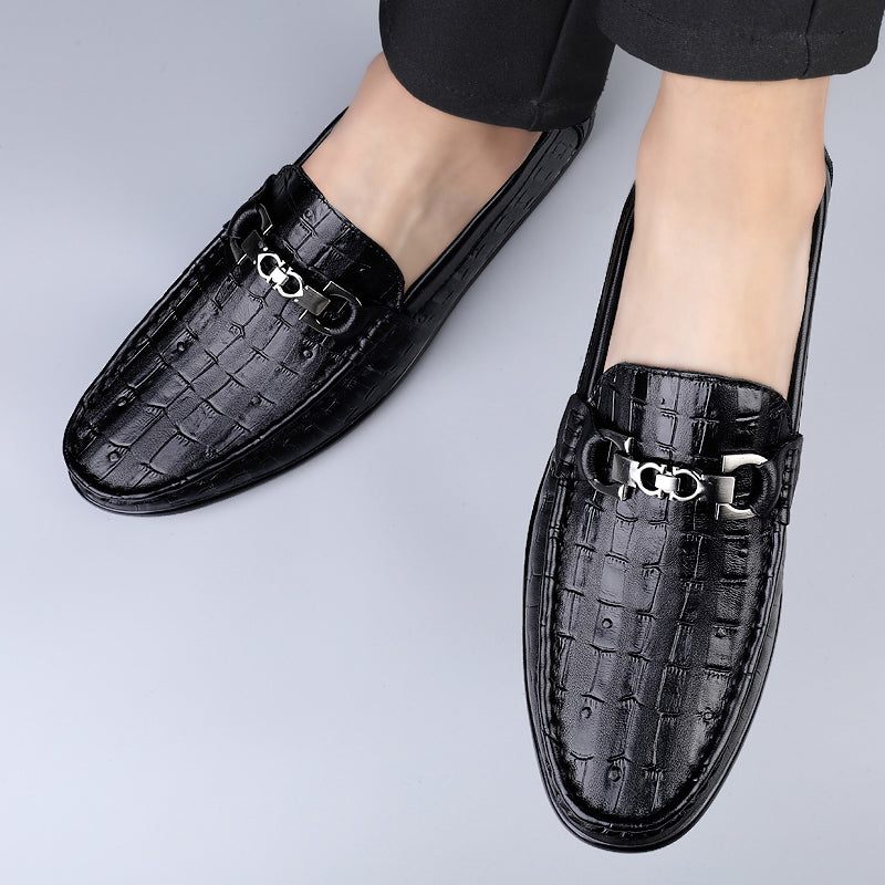 Herren-loafer Modische Croctex Slip-on-fahrer-loafer - Schwarz