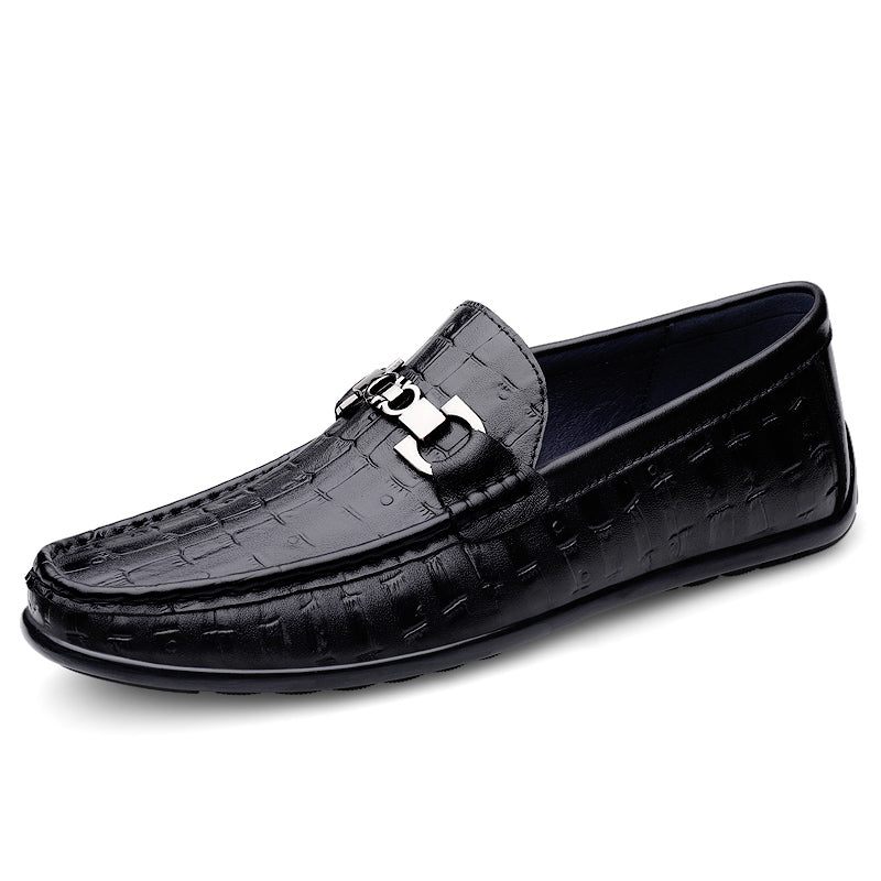 Herren-loafer Modische Croctex Slip-on-fahrer-loafer - Schwarz