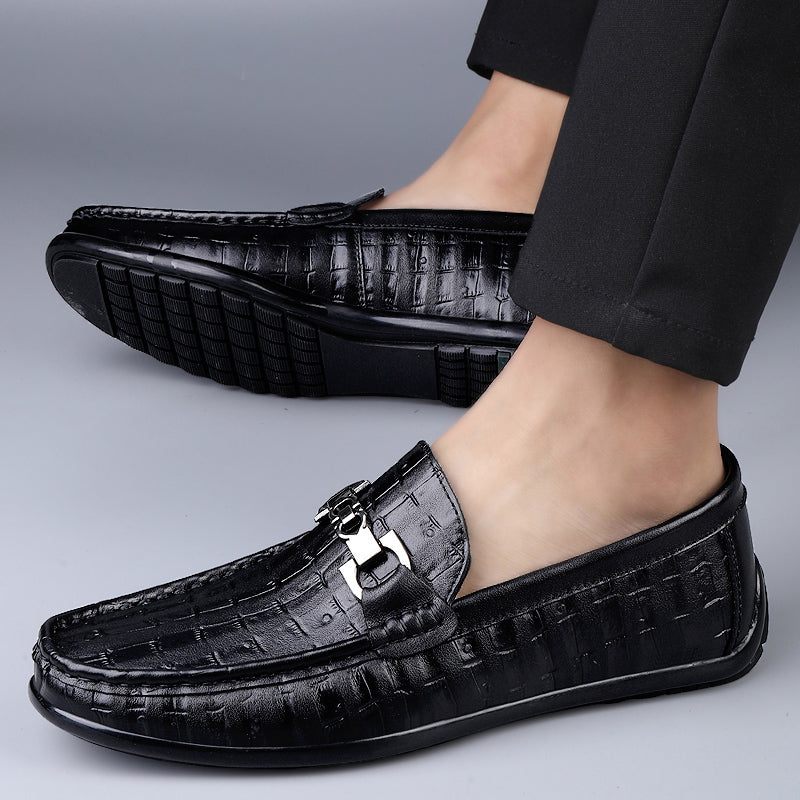 Herren-loafer Modische Croctex Slip-on-fahrer-loafer - Schwarz