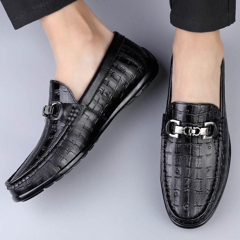 Herren-loafer Modische Croctex Slip-on-fahrer-loafer - Schwarz