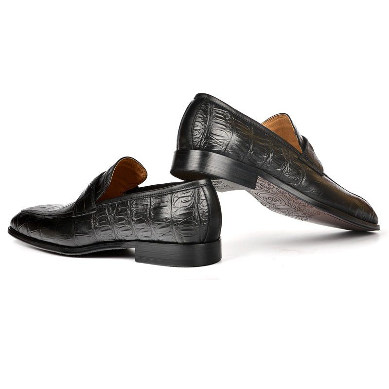 Herren-loafer Modische Penny-loafer Mit Exquisiter Krokodilstruktur - Schwarz