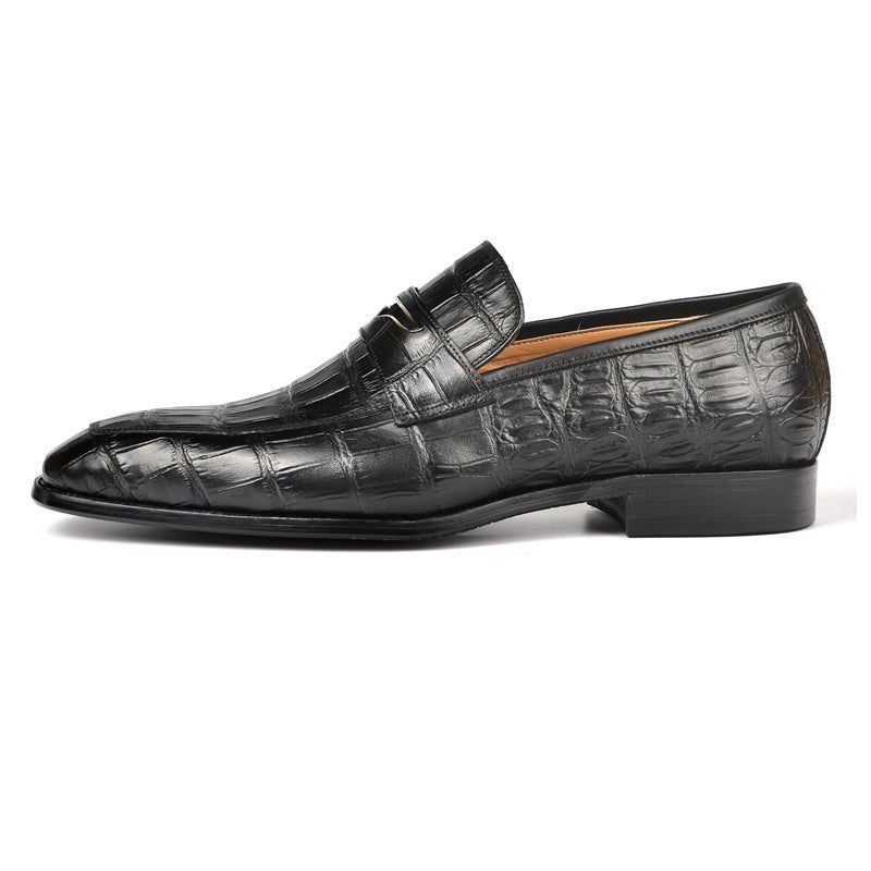 Herren-loafer Modische Penny-loafer Mit Exquisiter Krokodilstruktur - Schwarz