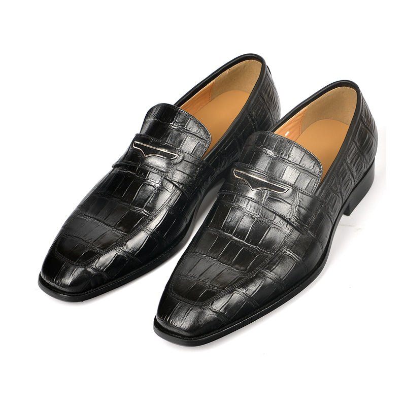 Herren-loafer Modische Penny-loafer Mit Exquisiter Krokodilstruktur - Schwarz