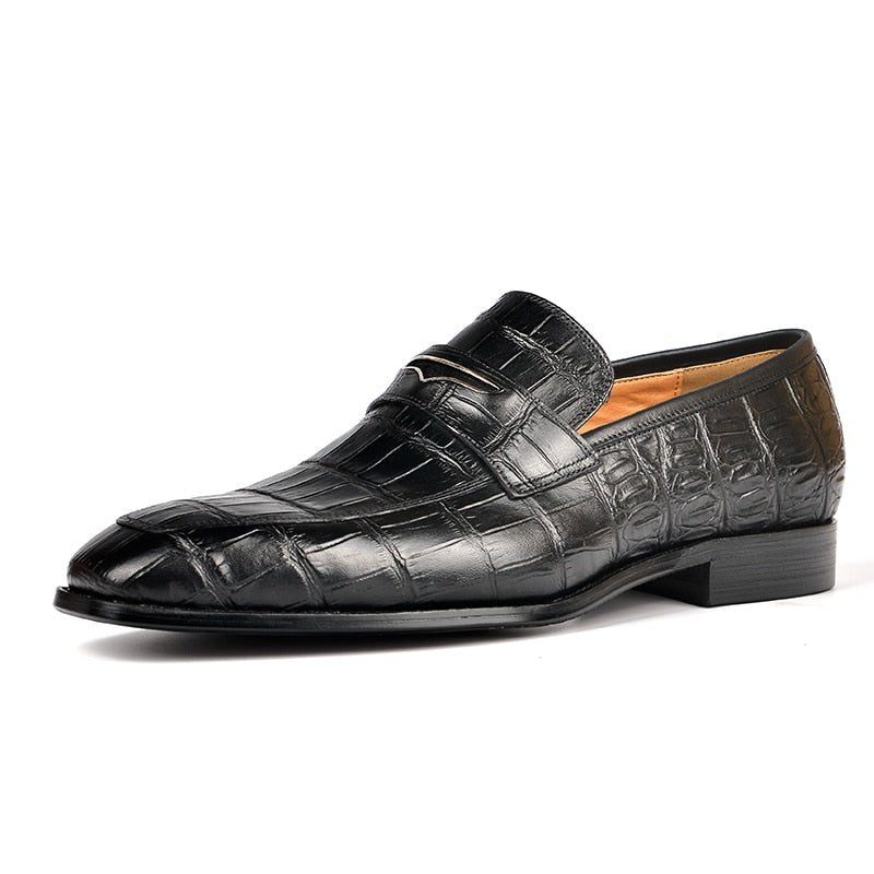 Herren-loafer Modische Penny-loafer Mit Exquisiter Krokodilstruktur - Schwarz