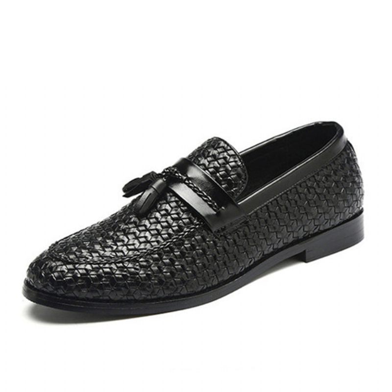 Herren-loafer Quaste Schickes Leder Schnallenriemen Hochzeitsschuhe - Schwarz