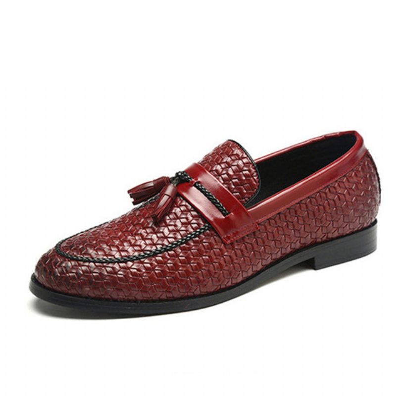 Herren-loafer Quaste Schickes Leder Schnallenriemen Hochzeitsschuhe - Rot