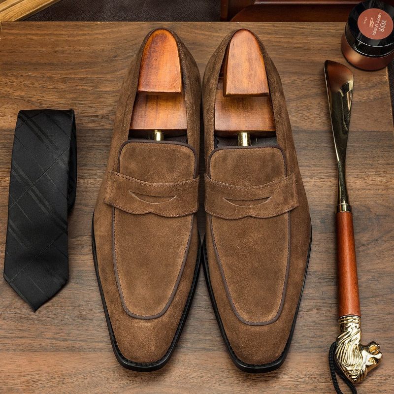 Herren-loafer Schicke Brogue-schuhe Zum Hineinschlüpfen Mit Exotischem Muster - Kaffee