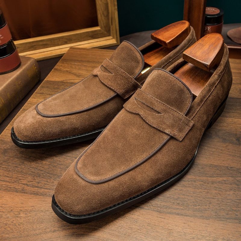 Herren-loafer Schicke Brogue-schuhe Zum Hineinschlüpfen Mit Exotischem Muster - Kaffee