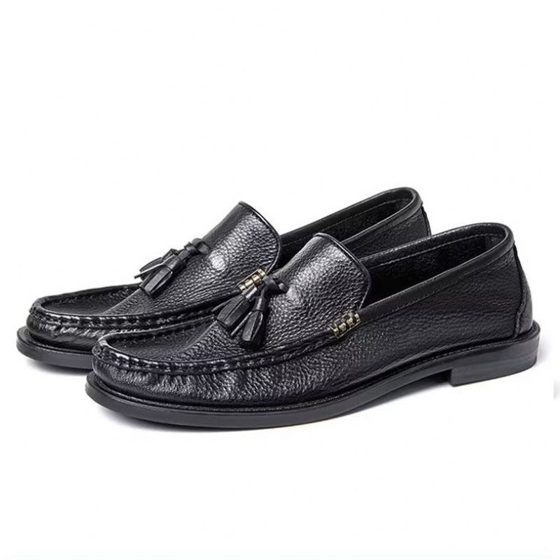 Herren-loafer Schicke Geprägte Slip-on-quasten-loafer - Schwarz