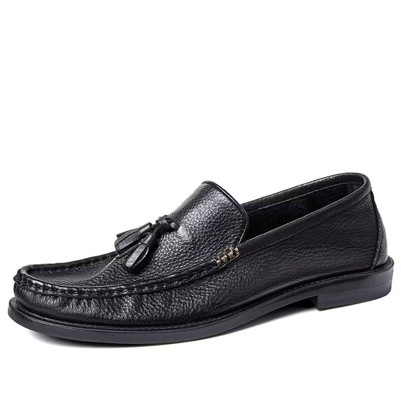 Herren-loafer Schicke Geprägte Slip-on-quasten-loafer - Schwarz