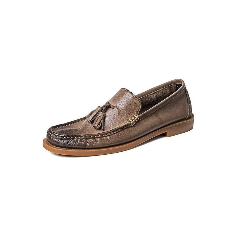 Herren-loafer Schicke Geprägte Slip-on-quasten-loafer - Braun