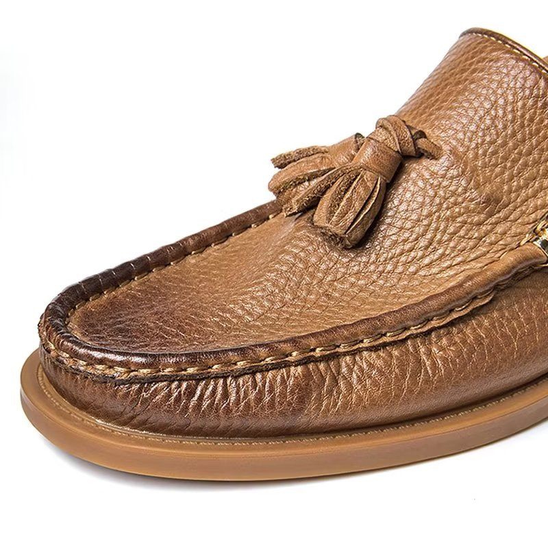 Herren-loafer Schicke Geprägte Slip-on-quasten-loafer - Braun