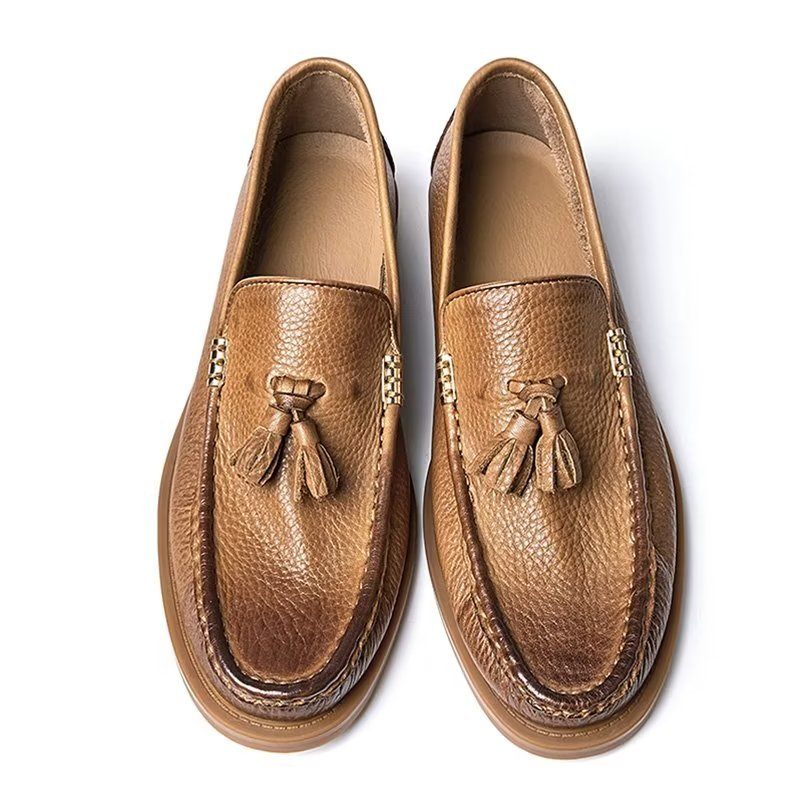 Herren-loafer Schicke Geprägte Slip-on-quasten-loafer - Braun