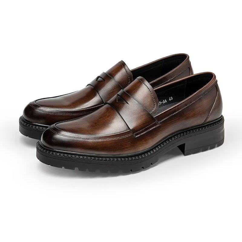 Herren-loafer Schicke Slip-on-schuhe Aus Luxuriösem Leder - Kaffee