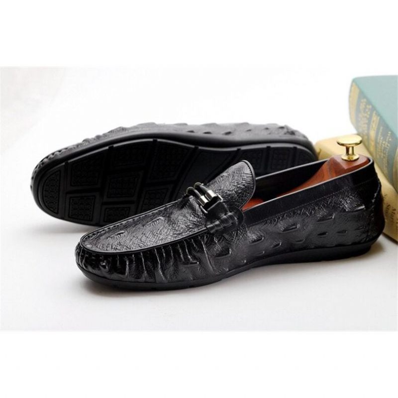 Herren-loafer Vintage-krokodilleder Exotische Brogue-loafer - Schwarz